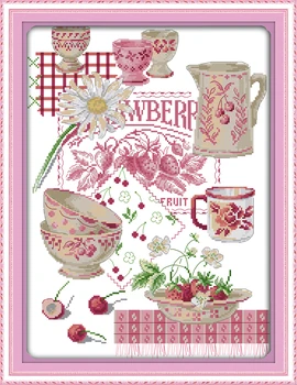 Набор для вышивания крестиком Joy Sunday с предварительной печатью Easy Pattern Aida, набор для вышивания из тисненой ткани-Красочная посуда для фруктов