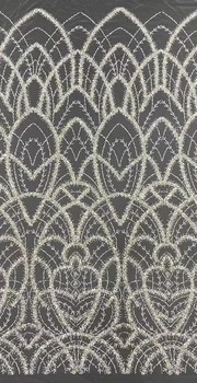 Роскошная кружевная ткань с пайетками для Африканского жениха, Высококачественная вышивка бисером 2023 года, Французское тюлевое кружево для свадебного платья, 5 ярдов