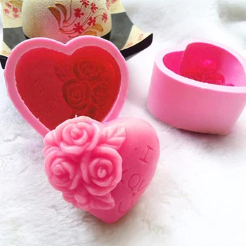 Силиконовая форма в форме розы в форме сердца, Кондитерские 3D формы, Инструменты для украшения тортов