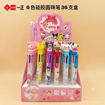 36шт Sanrio Многоцветная Ручка Cinnamoroll Kuromi Hello Kitty Шариковая Ручка 4/6 цветов Шариковая Школьные Принадлежности Канцелярские Принадлежности Оптом