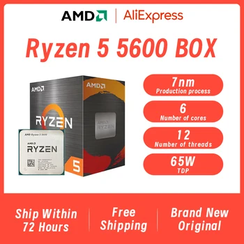 НОВЫЙ AMD Ryzen 5 5600 R5 5600 С Коробкой 3,5 ГГц 6-Ядерный 12-Потоковый ПРОЦЕССОР 7 НМ 65 Вт L3 = 32 М 100-000000927 Socket AM4 С Кулером-Вентилятором Для ПК
