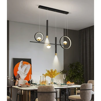 Регулируемая лампа, встроенная светодиодная металлическая линейная люстра, Минималистичная Современная столовая, гостиная, кухня, фойе K