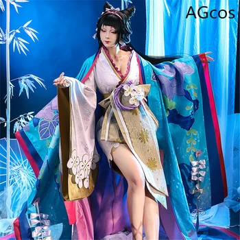 AGCOS Onmyoji с цветочным и птичьим свитком для косплея, женское платье для косплея на Хэллоуин