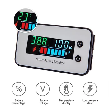 Индикатор Lifepo4 Водонепроницаемая температура Тестер емкости аккумулятора Напряжение Свинцово-кислотный Измеритель цвета Вольтметр Литиевый