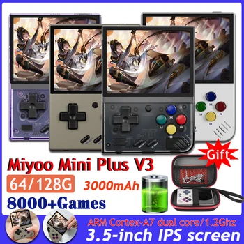 Портативная игровая консоль Miyoo Mini Plus V3 Система Linux Ретро 3,5-дюймовый IPS HD экран WiFi 8000+ Игр Видеоплееры с сумкой для переноски