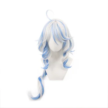Игровой парик для косплея Focalors Genshin Impact Fontaine God of Justice Термостойкий Синтетический Женский Синий парик для косплея