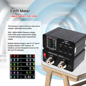 CQV-SWR120 Измеритель волны КСВ Мощностью 120 Вт Измеритель КСВ С функцией сигнализации Высокой Стоячей волны 240 X 240 Полноцветный дисплей FM-AM-SSB
