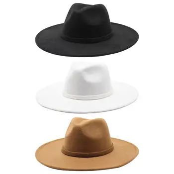 Модная джазовая шляпа для взрослых, декоративная осенне-зимняя пляжная шляпа с широкими полями