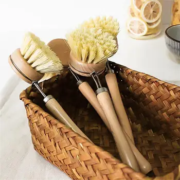 Щетка для чистки кухни с деревянной ручкой, щетка для уборки дома, щетка для мытья посуды из букового дерева с длинной ручкой, инструмент для чистки посуды