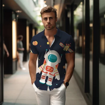 Высококачественная летняя новая мужская рубашка с 3D-принтом 