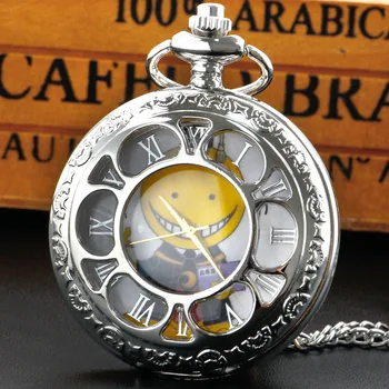 Полностью серебряные милые кварцевые карманные часы в стиле ретро для мужчин и женщин, модное ожерелье, часы-цепочка с карманами на Хэллоуин и Рождество, подарок