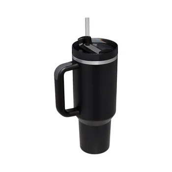Изолированная многоразовая бутылка для воды из нержавеющей стали, дорожная кружка, кофейная чашка (черная)