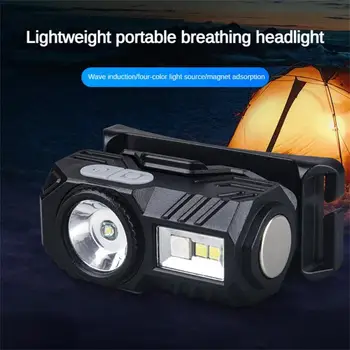 Мини-светодиодный налобный фонарь с датчиком движения, фонарь для кемпинга и рыбалки, зажим для зарядки Type-C, сильный свет, Сигнальная лампа для фар, зажимы для крышек, зажимы для фонарей