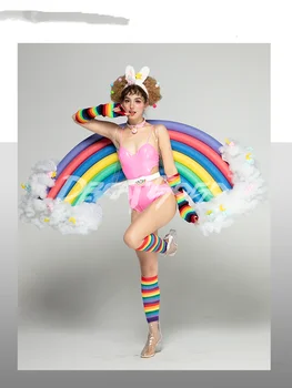 Светящийся костюм gogo, женский цельный костюм, креативный плакат для танцовщицы, интерактивный реквизит