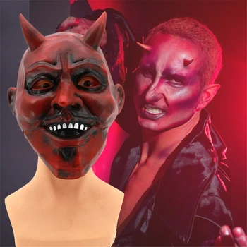 Страшный костюм Красного демона, маски для косплея, маска дьявола из фильма ужасов для мужчин, Маскарадный костюм на Хэллоуин, реквизит для вечеринки, Карнавальная маска призрака