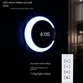 1 комплект светодиодных цифровых настенных часов с цифровым дисплеем температуры, 7 цветов, 3D оформление спальни и гостиной, белый цвет