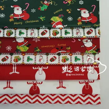 Рождественская ткань по метру для пошива постельного белья своими руками из чистого хлопка с мультяшным принтом для декоративных детей, детский тонкий текстиль зеленого цвета