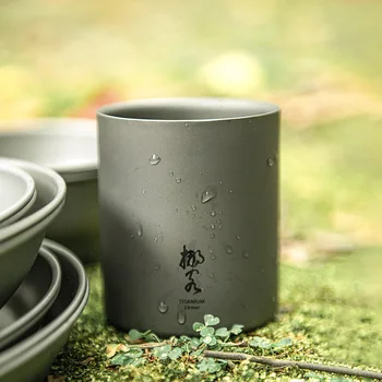 Походная посуда Naturehike, Титановая чашка, Двухслойная Анти-обжигающая Туристическая посуда для пикника, кружка для напитков