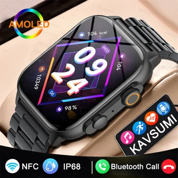 Мужские Умные Часы Women Bluetooth Call NFC Sports Fintess Clock AMOLED Custom Watch Face Game Music Смарт-Часы Для Xiaomi Huawei