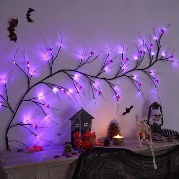 Декоративная Лампа Spooky Halloween Decor С батарейным питанием Willow Vine Twig Led Lights с Несколькими Режимами фотосъемки