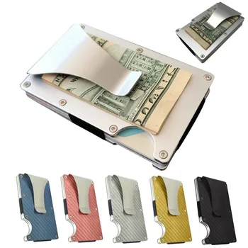 Кошелек-держатель для кредитных карт, новый дизайн, минималистичный, с Rfid-блокировкой, Тонкий металлический держатель для карт, защитный зажим для мужчин, мини-кошельки для денег