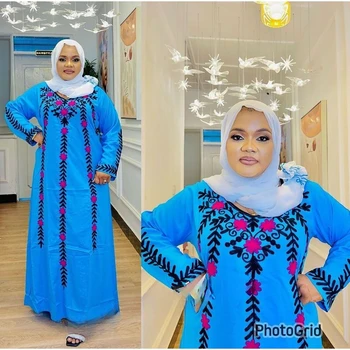 Бирюзовый Новый Королевский Исламский Современный Элегантный Дубай Марокканская Длинная рубашка Арабское платье Европейские и американские модные тенденции