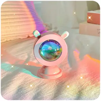 Мини-Световая Атмосфера Ins Проектор Фото LED Rainbow Dawn Настольное Освещение Декор Комнаты Портативный USB RGB Ночник