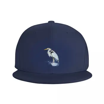 Акварель Большая Голубая Цапля Искусство птиц дикой природы Бейсбольная кепка Солнцезащитная шляпа Пляжная прогулка Женская пляжная шляпа мужская