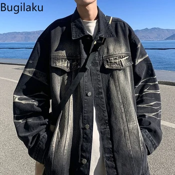 Мужская и женская джинсовая куртка Bugilaku High street gradient на весну и осень, универсальная свободная повседневная рабочая куртка