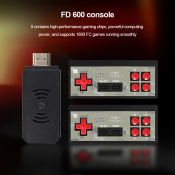 Игровая консоль FD 600 в стиле ретро, Подключаемая и воспроизводимая Игровая приставка, Встроенный игровой телевизор 1800 +, Игровая приставка HD 40 +, Совместимые с HDMI Эмуляторы