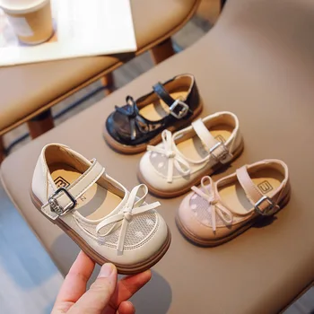 Обувь принцессы из сетчатого материала для малышей, Корейская повседневная Мягкая Кожаная обувь Mary Janes на плоской подошве, 1 2 3 4 5 лет, Весна-осень