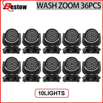 10шт LED Wash Zoom 36x18 Вт 6в1 с Flightcase RGBW 36x12 Вт 4в1 Zoom Wash Движущаяся Головка RGBWA UV DMX512 Wash Луч Прожектора