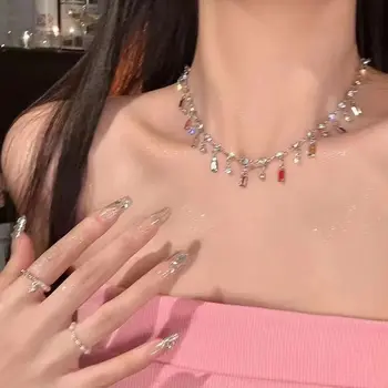 Роскошное ожерелье с красочной хрустальной кисточкой Y2K для женщин, Свадебный Ювелирный подарок e860