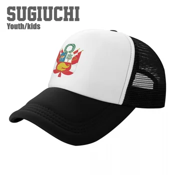 Детская сетчатая кепка, бейсболка с эмблемой Перу, кепки для молодежи, мальчиков и девочек, детские шапки для учеников, спортивные костюмы на открытом воздухе, Унисекс