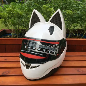 Мотоциклетный шлем с кошачьими ушками, Противотуманный шлем для автомобильных гонок, полнолицевой шлем, индивидуальный дизайн, Capacete Casco