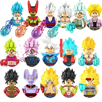 Bandai Dragon Ball Goku Vegeta Cell Строительные блоки Мини Фигурки Коллекция товаров Кирпичи Развивающие игрушки своими руками Подарки