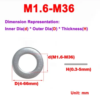 Прокладка из нержавеющей стали 304 / металлический винт, увеличенная и утолщенная круглая плоская шайба M1.6-M36