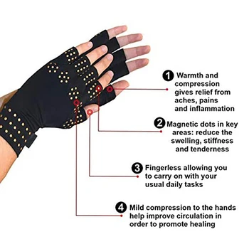 Перчатки от артрита без пальцев, перчатки от компрессионного артрита, перчатки для снятия боли при артрите, перчатки для магнитотерапии