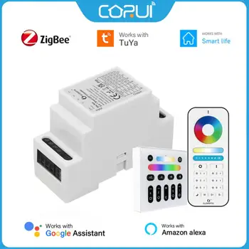 CORUI Tuya Zigbee RGBCCT/RGBW/RGB/WWCW CCT/Диммер 5 в 1 Контроллер светодиодной ленты DC12-54V Din-рейка Alexa Google Home Голосовое Управление