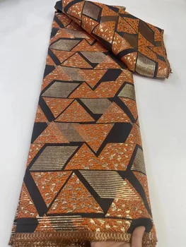 Парчовая Ткань Африканский Жаккард Позолоченный Кружевной Материал Цветочная Дамасская Ткань Brocard Tissu Africain 5 Ярдов Для Платья