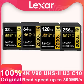 Lexar 2000X V90 SD-Карта Gold Series Class 10 U3 UHS-II 32 ГБ 64 ГБ 128 ГБ 256 ГБ SDHC SDXC Карта Высокоскоростная Карта Памяти 4K для Камеры