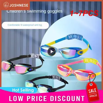 1-7 шт., профессиональные красочные детские силиконовые плавательные очки, противотуманные, УФ-очки для плавания, водонепроницаемые силиконовые очки для плавания
