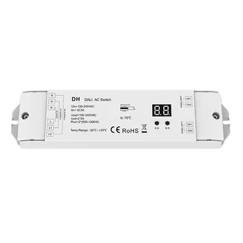 100-240 В переменного тока 2CH * 5A DALI AC Switch DH (DT7) показан цифровым дисплеем Для переключения двух светодиодных ламп, традиционных ламп накаливания и галогенных ламп