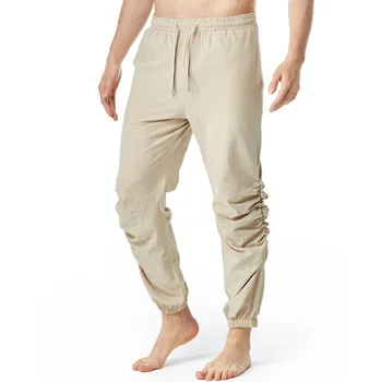 Летние новые мужские однотонные Персонализированные Универсальные повседневные брюки с эластичной резинкой на талии, леггинсы для бега трусцой и йоги, 2023, лето