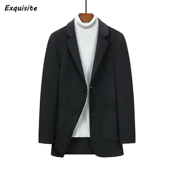 Высококачественные Осенне-зимние шерстяные пальто для мужчин, однотонное Деловое повседневное шерстяное Мужское пальто, Корейская Молодежная Мужская одежда M-3XL