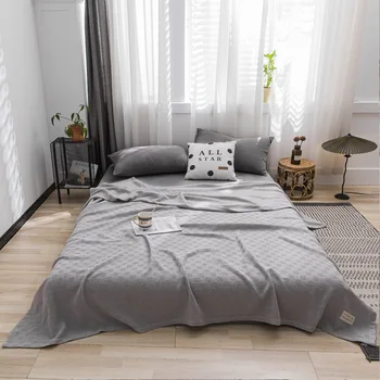 Охлаждающее одеяло King Size из 100% хлопка для кровати в любое время года, уютное и теплое, мягкие легкие тканые трикотажные одеяла