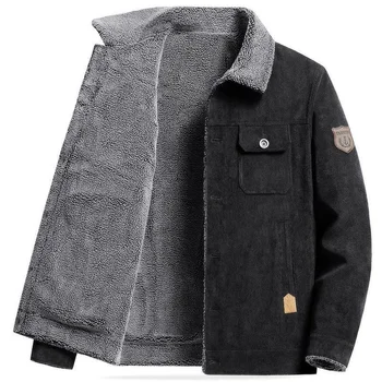 Утолщенные вельветовые мужские флисовые пальто, зимние теплые куртки, мужское модное повседневное пальто размера плюс 5XL