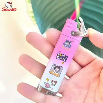 Надувная зажигалка Sanrio Kuromi Cinnamoroll Kawaii Металлическая зажигалка с розовым Пламенем, игрушка-зажигалка для милой девушки, KTV Bar Igniter, подарок для пары