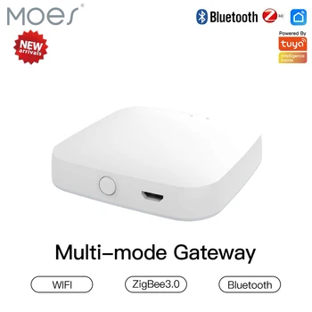 Moes Новый Многорежимный Интеллектуальный шлюз ZigBee WiFi Bluetooth Mesh Hub Работает с Tuya Smart App Голосовое управление через Alexa Google Home