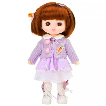 Набор кукол Sweet Girl BJD 22,5 см, фиолетовое повседневное платье, милая аниме-кукла Bjd, модные игрушки своими руками для девочек, игрушки на день рождения, игра-одевалка